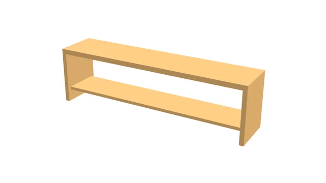 Un banc en bois massif avec étagère, modélisé en 3D