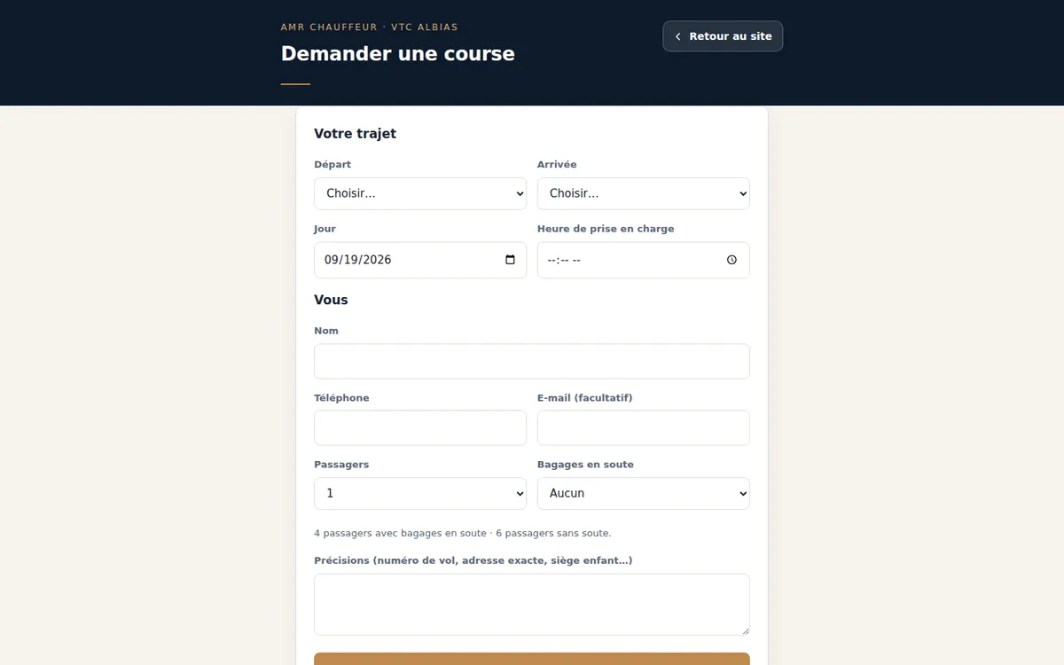 Réservation de course