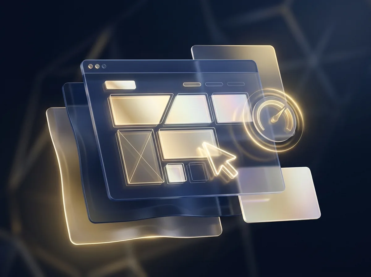Création de sites web — illustration 3D d'une interface de site premium