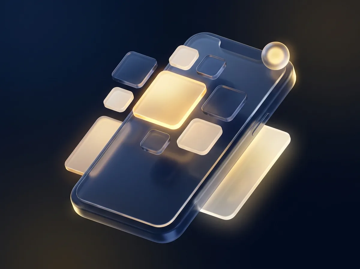 Applications mobiles — illustration 3D d'un smartphone premium avec notifications